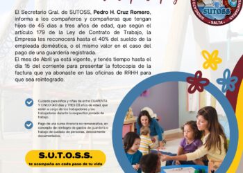 BENEFICIO DE GUARDERÍA O NIÑERA PARA NIÑOS DE 45 DÍAS HASTA LOS TRES AÑOS DE EDAD