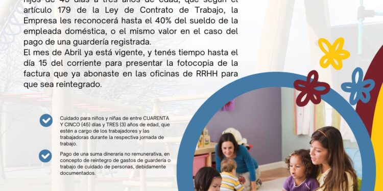 BENEFICIO DE GUARDERÍA O NIÑERA PARA NIÑOS DE 45 DÍAS HASTA LOS TRES AÑOS DE EDAD