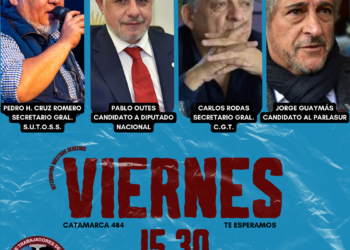 HOY NOS VISITAN PABLO OUTES, CANDIDATO A DIPUTADO NACIONAL, JORGE GUAYMÁS, CANDIDATO AL PARLASUR Y CARLOS RODAS, SECRETARIO GRAL. DE CGT.