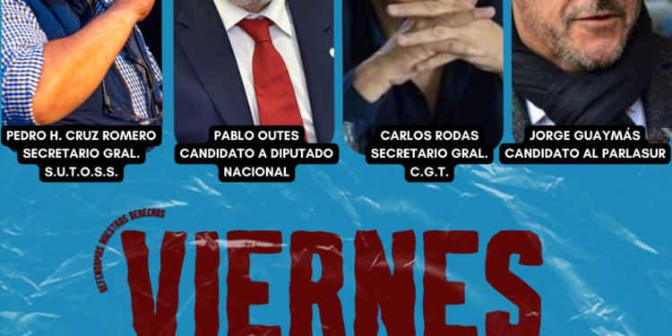 HOY NOS VISITAN PABLO OUTES, CANDIDATO A DIPUTADO NACIONAL, JORGE GUAYMÁS, CANDIDATO AL PARLASUR Y CARLOS RODAS, SECRETARIO GRAL. DE CGT.